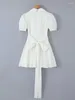 Parti Elbiseleri Avrilyaan Beyaz Dantel Kurdeleler Yay Seksi Kadınlar için 2024 Bodycon Cüppes Zarif Akşam Elbise Mini Yaz Bestido