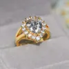 Wedding Rings For Women Delicate Princess Tears Water Drop 3A Zirconia Gold Color Engagement Gift Fashion Jewelry R626