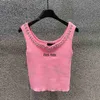 Frauen Tanks Ärmellose Gestrickte Weste Brief T Shirts Sexy Damen Strand Tanks Tops Für Sport Tops