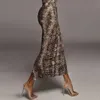 Leopardo impressão cintura alta mulheres bodycon saia divisão estiramento magro sexy apertado lápis saias feminino festa noite clube verão 240307