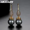 Aravant 925 Silver 18K Złota Woda Drop Black Pearl Keed dla kobiet biżuteria modowa 240301