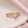 Cluster Ringe Luxus Dazzing Rose Gold Farbe Ring Zweireihig Micro-wachs Inlay Natürliche Zirkon Hohl Für Frauen Hochzeit Party schmuck Geschenke