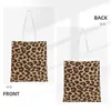 Sacos de compras Leopardo Impressão Pele Olhar Textura Ombro Mulheres Eco Bolsa Estética Bolsa de Alta Capacidade Dobrável Lona Para Menina