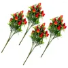 Decorative Flowers Simulation Strawberry Bouquet Branch Faux Fruits Adorn Artificial Plastic Office Decor
