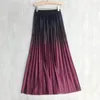 Röcke TIGENA 97 cm knöchellangen Faltenrock für Frauen 2024 Frühling ästhetischer Farbverlauf A-Linie hohe Taille lange Maxi weiblich