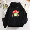 Sweat à capuche femme champignon grenouille Vintage Harajuku hiver Kawaii décontracté Streetwear esthétique surdimensionné haut vert sweats