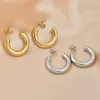 Forme C simple C 18k Gold Gold Het Boucles d'oreilles Huggie Huggie en acier inoxydable Boucle d'oreille de goujon pour femmes bijoux pour les femmes