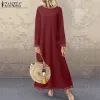 Klänning mode kvinnors höst sundress zanzea 2023 spets lapptäcke tröjor klänning kvinnliga hoodies maxi vestidos pullover