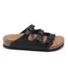 Slide Designer Hausschuhe Birke Leder schwarz weiß Sommersandalen Leder Slipper Plattform Schnalle Riemen Männer Frauen Mode Hausschuhe