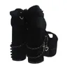 Sandalias cadena decoración hebilla correa plataforma negro sólido con tacón alto zapatos de Mujer 2024 moda y estilo fresco Zapatillas Mujer