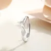 Bagues de cluster Européenne Fine S925 Sterling Silver Couple Bague Coeur Romantique Pour Femmes Fête D'anniversaire Cadeau Bijoux