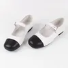 Black Shoes JapanceKorean Leather Casual 491 Äkta Stylesoft och White Ing Mary Jane Women's Flat Bottomed Ballet 307