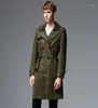 Coat Men Autumn Winter Suede Fabric Double Breasted Long Mens Jackets and Coats Plus Size 6xl Man Trench with Belt1942403