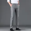 Pants Brand Men's Pinstripe Pants Casual Elastic Long Trousers Cotton Gray Black Skinny Work Pant for Male Classic Pantalon Jogging