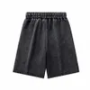 Designer Men's Shorts Summer American Street tvättade gamla shorts Elastiska snörningar av hög kvalitet Black Beach Swimming Pants Letter Print