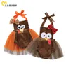 018m Thanksgiving Day Baby Girl Clothes Born Infant Girls paljetter Tulle Romper Cartoon Turkey Party Jumpsuit 2105158225335