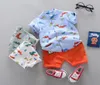 Summer LNFANT Baby Boy Clothing Set Tryck dinosaurie med korta ärmar skjorta byxor för baby pojkar kläder kläder8293980