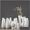 Vases New Ceramic Handicraft White Vase Modern Simple Porcelain Living Room Decoration Home Furnishing Craft 210409 Drop Delivery Home Dhhz5