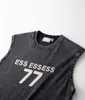 Camiseta para hombre Diseñador Chaleco sin mangas Moda Marca de moda Servicio pesado Viejo Lavado Ajuste suelto Casual Letra minimalista Impresión Tamaño S-XL
