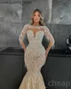 Urban Sexy Dresses 2023 ASO EBI Champagne Mermaid Prom Dress Beaded Crystals Evening Formal Party Second Reception Birthday Bridesmaid Engagement Q240307