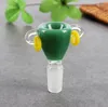 La più nuova ciotola di vetro rotonda colorata Maniglia 4 colori Accessori per tubi da fumo 14mm 18mm maschio per narghilè bong Raccoglitore di cenere d'acqua Strumenti per gorgogliatore