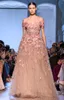 2024 Kadın Takım Elie Saab Pembe Balo Gibi Kısa Kol Abic Aso Ebi Paris Moda Haftası Akşam Elbise Pist Moda