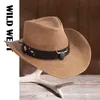 36 Stlye 100 skórzanych mężczyzn Western Cowboy Hat for Gentleman Dad Cowgirl Sombrero Hombre Caps Big Size xxl Duża głowa 220513