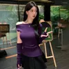 Suéteres femininos Design Sense Slim Fit Tricô Moda Fora Do Ombro Temperamento Outono Traje Mangas Compridas Tops