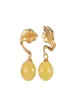 Stud Earrings S925 Sterling Silver Gold Plated Natural Amber Beeswax Ear Studs Retro Personality Leaves Round Beads Eardrops5899453