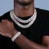 2024 Mode Hip Hop Miami Chaîne Cubaine 19mm Large Bracelet Avec Cz Lourd Pour Femmes Hommes En Gros Punk Style Collier Ensembles 240228