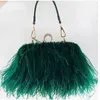 Mulheres sacos de noite tendência marca avestruz cabelo banquete saco luxo designer bolsas moda corrente ombro garras 240223
