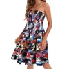 Casual Dresses Bohemian Style Printed Dress Women Resort Floral Off Shoulder Summer For A-Line Elastic Byst