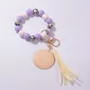 Charm Bracelets Wood Beads Keyring For Women Wristlet Pendant Bracelet Keychain Keys Tassel Charms Disc Accessories Trend Gift