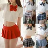 Vestidos de trabalho menina estudante jk uniforme feminino lingerie japonês doce xadrez cosplay trajes mini saia blusa conjunto babydoll vestido