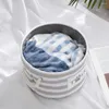 Dog Apparel Cartoon Pattern Toy Storage Basket Round Foldable Sundries Organizer With Handle Linen Cloth Pet Clothes Box