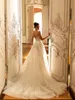 Eleganckie, śliskie tiul Deep V Szyjka A-line sukienki ślubne Długość podłogi Koronkowe suknie ślubne można dostosować