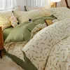 Ensemble de literie 4 pièces imprimé fleurs douces, draps de lit brossés, ensembles de couette, housse de couette, couvre-lits pour Double, 240226