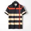 2024 Summer Men's Lapel Polo Shirt Varumärke T-shirt Luxury Women's T-Shirt Classic Striped Check Bodybuilding Short Sleeve Khaki Casual Cotton T-Shirt #24