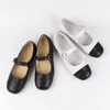 Black Japanesekorean 491 Leather Stylesoft Casual Genuine Shoes and White Ing Mary Jane Women's Flat Bottomed Ballet 224