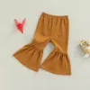 Pantalons d'automne évasés pour filles, couleur unie, taille moyenne, bas à cloche, pour enfants en bas âge de 6 mois à 6 ans