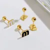 ALTERA Fashion Colorful Oil Dripping Letter M Charm Stainless Steel Stud Earring Small Ball Screws Earrings Piercing Jewelry 240227