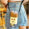 Water Bottles New Summer Cute Donut Ice Cream Water Bottle With St Creative Square Watermelon Cup Portable Leakproof Tritan Bpa Drop D Dhu0E