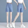 Kvinnors shorts denim sommaren hög midja casual svart fick mode vintage gata lös överdimensionera breda benbyxor