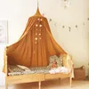 Spela hus tält för barn canopy säng gardin baby hängande tält spjälsäng barn rum dekor runda hängde kupol mygg net valance 240223