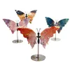 Ailes de fée de papillon en cristal de jaspe d'océan naturel avec support, pièces de déclaration sculptées à la main et polies, magnifique pierre précieuse de quartz, cadeau rare de guérison, de méditation, d'apaisement