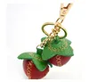 Lindo cuero de vaca Straberry llavero de diseño de lujo para la elaboración de accesorios de joyería para mujeres bolso encanto regalo porte clef femme 240301