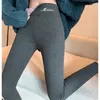 Pantalons pour femmes hiver épais chaud peluche femmes mode taille haute serré polaire pantalon femme couleur unie décontracté extensible leggings