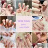 Unghie finte 24 pezzi adesivi per unghie in gel semi-indurito fai da te strisce di colore solido a lunga durata adesivo cursore Fl Er decalcomania manicure consegna goccia Dhblj