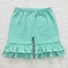 Robes de fille en gros Boutique occidentale vêtements pour enfants vêtements pour bébés filles Floral Turquoise manches volantes haut short en dentelle costume