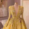 Urban Sexy Dresses 2023 Aso Ebi Yellow A-line Prom Dress Lace Beaded Evening Formal Party Second Reception Birthday Bridesmaid Engagement Gowns Q240307